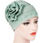 Cappelli invernali eleganti verdi di cotone a fiori con perline traspiranti per Donna 