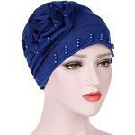 Cappelli invernali eleganti blu scuro di cotone a fiori con perline traspiranti per Donna 