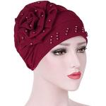 Cappelli invernali eleganti rossi di cotone a fiori con perline traspiranti per Donna 