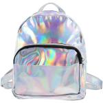 Tinksky Girl's Laser Hologram Backpack Casual Satchel Mini Hologram School Bag Shoulder Bag for Travel (Silver)
