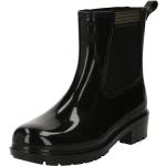 Stivali larghezza A neri numero 39 di gomma tinta unita con punta rotonda tacco a blocco da pioggia per Donna Tommy Hilfiger Essentials 