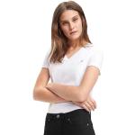 Magliette & T-shirt scontate bianche XL di cotone Bio con scollo a V mezza manica ricamate per Donna Tommy Hilfiger Heritage 
