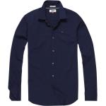 Camicie stretch scontate casual blu XL in popeline per Uomo Tommy Hilfiger 