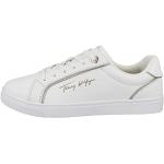 Sneakers stringate larghezza E eleganti bianche numero 36 di gomma con stringhe per Donna Tommy Hilfiger Signature 