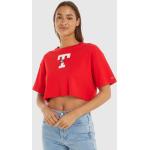 Tommy Hilfiger T-Shirt Crop Letterman Flag Rosso Donna