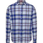 Camicie scozzesi scontate classiche blu L di cotone per Uomo Tommy Hilfiger Essentials 
