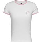Magliette & T-shirt scontate bianche L di cotone mezza manica con scollo rotondo per Donna Tommy Hilfiger Signature 