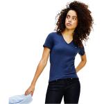Magliette & T-shirt scontate blu di cotone Bio con scollo a V mezza manica con scollo a V per Donna Tommy Hilfiger 