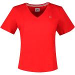 Magliette & T-shirt scontate rosse L di cotone Bio sostenibili con scollo a V mezza manica con scollo a V per Donna Tommy Hilfiger 