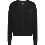 Pullover casual neri L Bio con scollo a V per Donna Tommy Hilfiger Essentials 