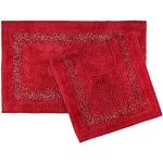 Set tappeti rossi di cotone lavabili in lavatrice 2 pezzi da bagno 