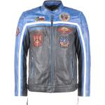 Top Gun Racing, giacca di pelle 5XL male Nero/Blu/Beige
