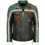 Top Gun Racing, giacca di pelle S male Nero/Verde/Beige