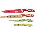 Top Star Set coltelli da cucina colorati - Set coltelli chef in acciaio INOX - Kit da 4 pezzi con coltello da carne, verdura, pane e frutta