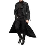 Cappotti con cintura  neri XL taglie comode di cotone a righe traspiranti per l'autunno per Uomo 