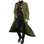 Cappotti con cintura  casual verdi XXL taglie comode di pile traspiranti per l'autunno manica lunga per Uomo 