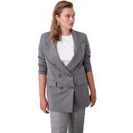 Tailleur casual grigio 6 XL taglia comoda in poliestere lungo manica lunga con pantalone per Donna Trendyol 