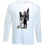 Magliette & T-shirt punk bianche L taglie comode di cotone lavabili in lavatrice manica lunga con manica lunga per Uomo Banksy 