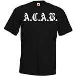 TRVPPY Maglietta da uomo modello ACAB A.C.A.B. Ner