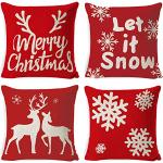 cuscino in lino cuscino decorativo cuscino natalizio renna A cuscino Natale Copricuscino 4 pezzi Natale cuscino Natale 45x45 cuscino motivo natalizio 