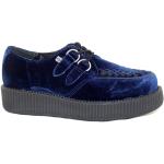Sneakers larghezza E scontate urban blu notte numero 37 in velluto con stringhe platform per Donna Tuk 