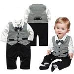 Tutina/pagliaccetto per neonato, manica lunga, monopezzo, stile gentleman Grey 7-12 months