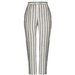 Pantaloni beige XL di lino a righe con elastico per Donna Simona Barbieri 