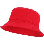 Cappelli scontati rossi di cotone tinta unita traspiranti a pescatore per Donna 