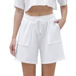 Pantaloni eleganti bianchi XXL taglie comode di cotone traspiranti lavabili in lavatrice per l'estate con elastico per Donna 