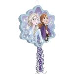 Unique- Snowflake-Shaped Drum Pinata | Anna And Elsa | 1 Pc. Frozen 2 Disney Tirare la Corda, Multicolore, 66445