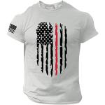 Uomo Estate Independence Day Moda Casual Stampato T-Shirt Manica Corta T Schert, grigio., M