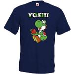 Uomo T-Shirt Maglietta Motivo Yoshi - Blu Navy L
