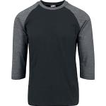 Magliette & T-shirt urban nere 5 XL taglie comode di cotone traspiranti manica tre quarti con maniche a tre quarti per Uomo Urban Classics 