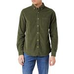 Camicie casual verde oliva S taglie comode in velluto con taschino per Uomo Urban Classics 