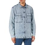Camicie casual azzurre XXL taglie comode di cotone di jeans per Uomo Urban Classics 
