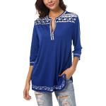 Magliette & T-shirt eleganti blu L di chiffon patchwork ricamate per Donna 