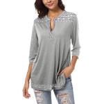 Magliette & T-shirt casual grigio chiaro L di chiffon patchwork ricamate per Donna 