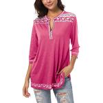 Magliette & T-shirt eleganti rosa L di chiffon patchwork ricamate per Donna 