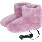 Pantofole riscaldate larghezza A scontate rosa di pelliccia impermeabili per l'inverno per Donna 