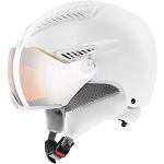 uvex hlmt 600 visor, casco da sci robusto unisex, con visiera, regolazione individuale delle dimensioni, all white matt, 55-57 cm