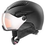 uvex hlmt 600 visor, casco da sci robusto unisex, con visiera, regolazione individuale delle dimensioni, black matt, 53-55 cm