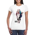 Magliette & T-shirt bianche L oeko-tex sostenibili mezza manica con scollo rotondo per Donna Suicide Squad Harley Quinn 