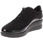 Sneakers larghezza E scontate casual nere numero 36 in pelle di camoscio per Donna Valleverde 