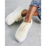 Vans Authentic - Sneakers color crema in maglia a coste con suola rialzata-Bianco