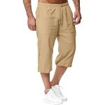Pantaloni larghi casual marroni 5 XL taglie comode di cotone traspiranti per l'estate per Uomo 