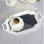 Vassoio Decorativo con Specchio Shabby Chic Colore Bianco Anticato 20x36