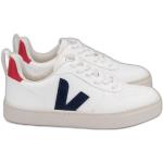 Sneakers larghezza E bianche numero 37 in similpelle con stringhe per bambini Veja V-10 