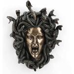 VERONESE Medusa testa di serpenti gotico placca da parete decorazione statua finitura bronzo 37 cm