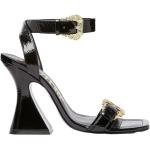 Sandali larghezza E scontati neri numero 37 in similpelle con tacco sopra i 9 cm tacco a rocchetto con cinturino per Donna Versace Jeans 