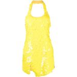 Mini abiti gialli M di tessuto sintetico con paillettes mini senza manica per Donna Attico 